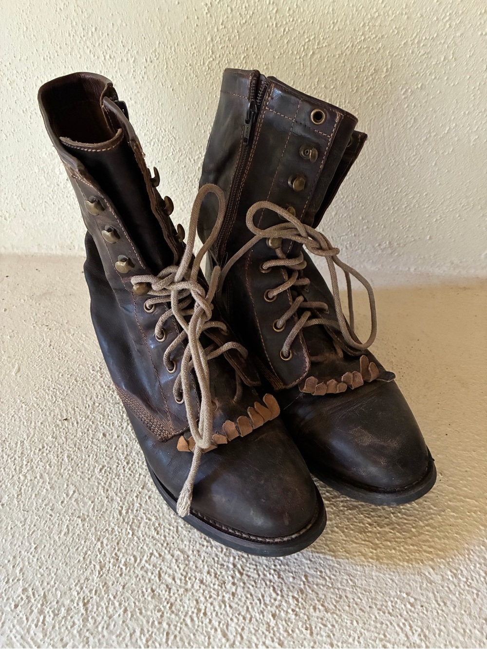 Laredo Brown Leather Lace-Up Boots